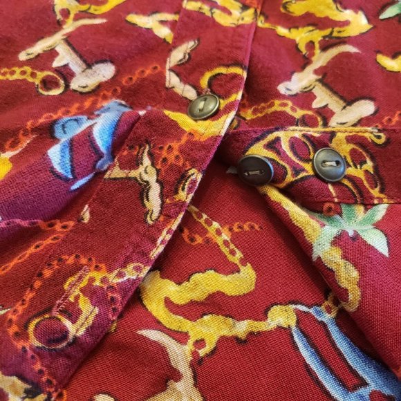 JENNIFER MOORE PETITES SIZE SMALL LONG SLEEVE BUTTON DOWN JEWELS PRINT RED - Picture 11 of 13